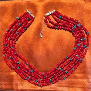 Red and Blue Beaded Necklace